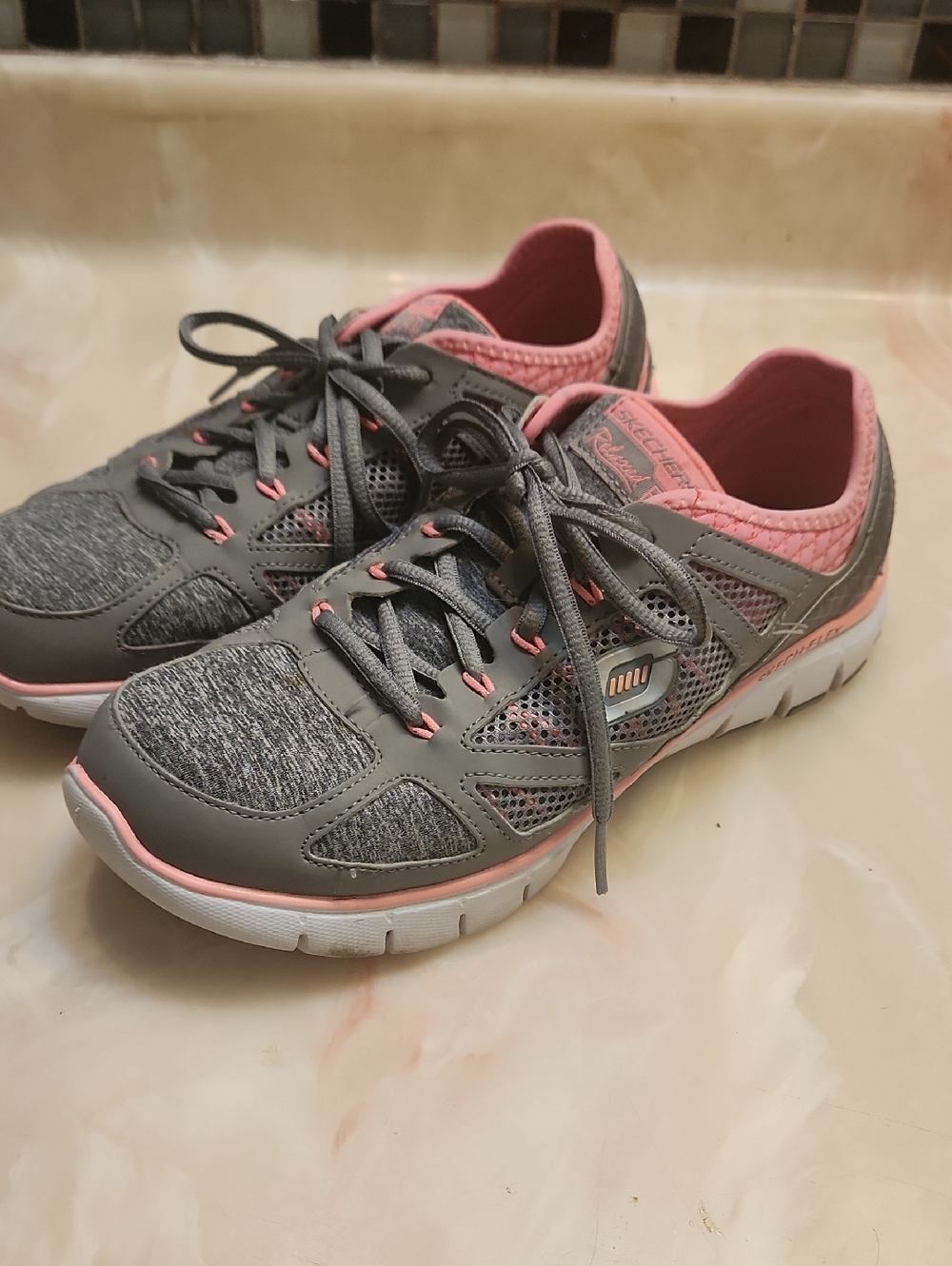 Skechers Gray with Pink Women's Athletic Shoes